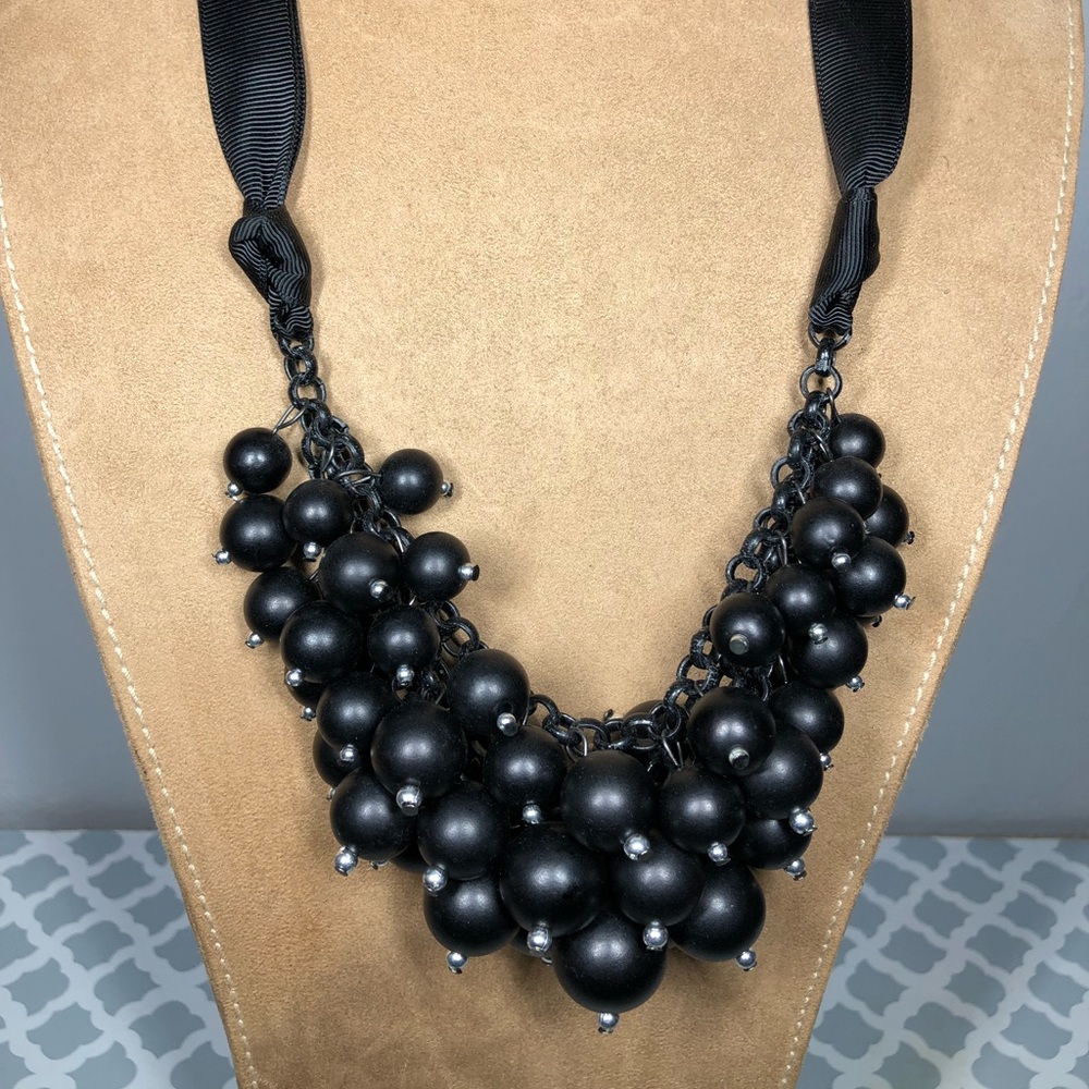 Black Bubble Ribbon Francesca Necklace